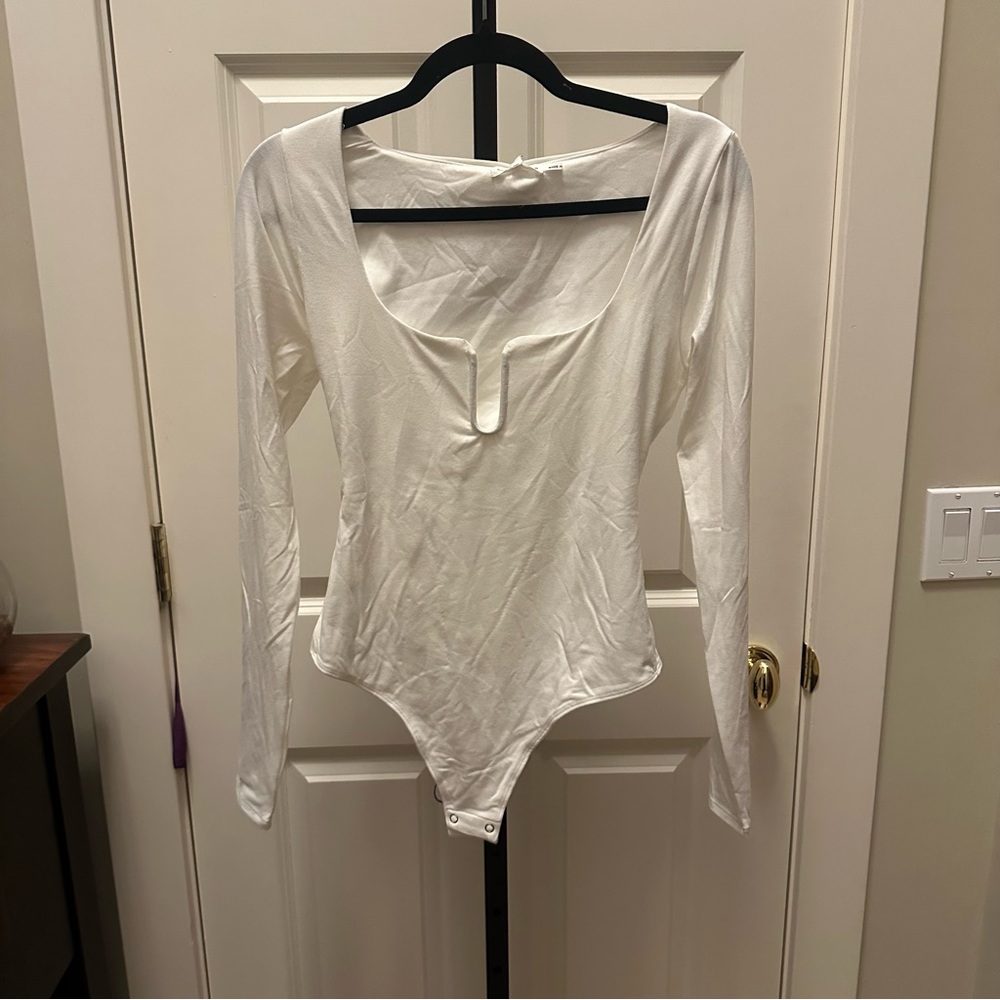 Good American STRETCH JERSEY U RING BODYSUIT in Ivory Size 2 NEW - Picture 9 of 16